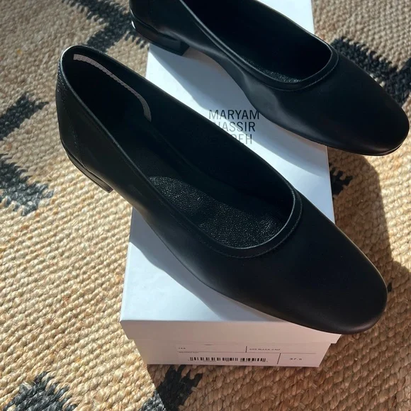 Maryam Nassir Zadeh Black Leather Flats - Picture 5 of 6
